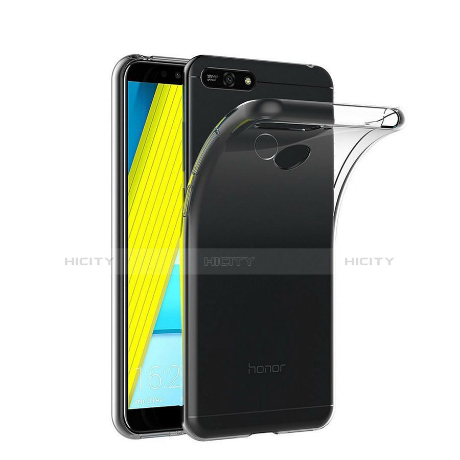 Silikon Schutzhülle Ultra Dünn Tasche Durchsichtig Transparent T02 für Huawei Y6 (2018) Klar groß