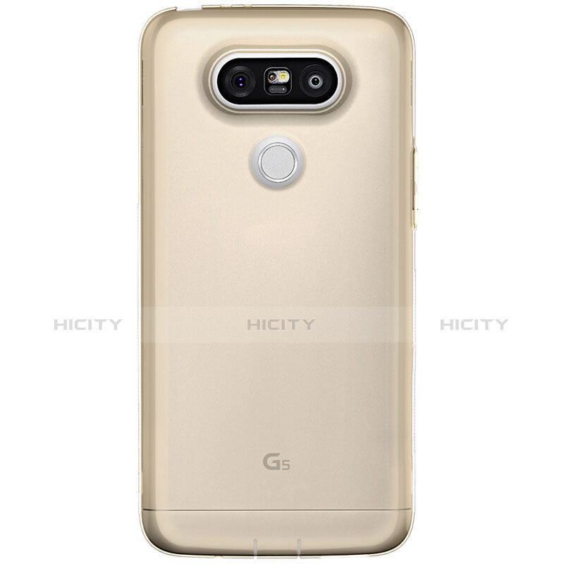 Silikon Schutzhülle Ultra Dünn Tasche Durchsichtig Transparent T02 für LG G5 Gold groß