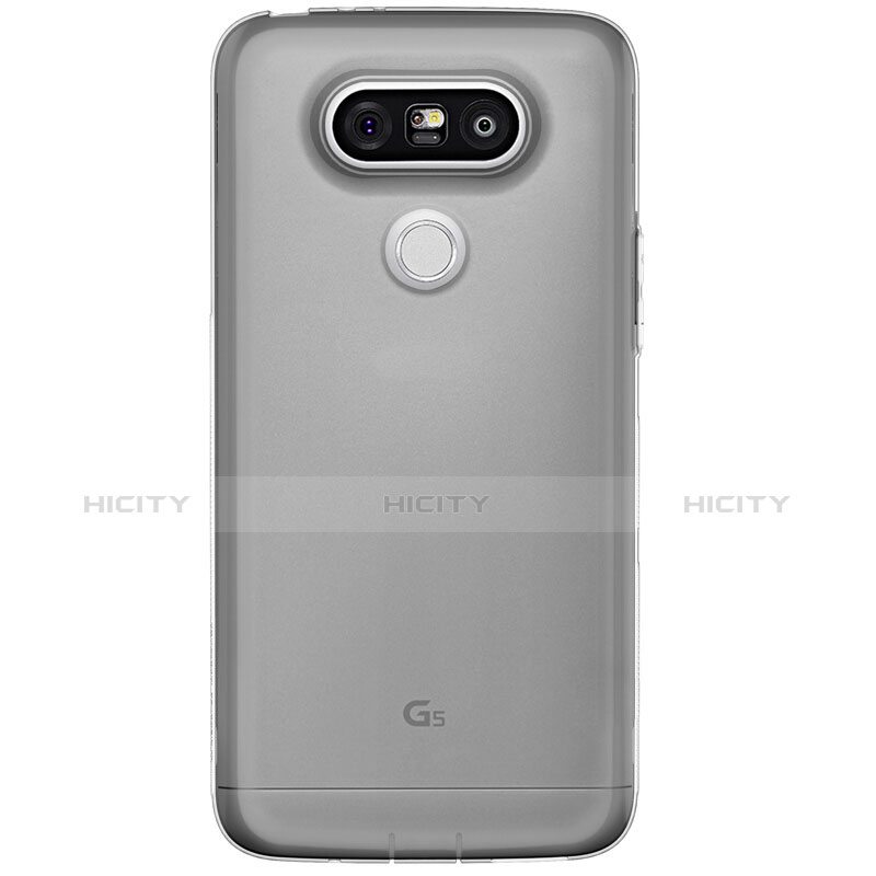 Silikon Schutzhülle Ultra Dünn Tasche Durchsichtig Transparent T02 für LG G5 Grau groß