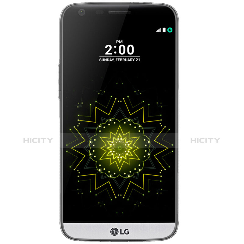 Silikon Schutzhülle Ultra Dünn Tasche Durchsichtig Transparent T02 für LG G5 Grau groß