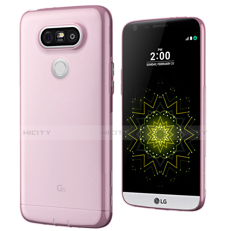 Silikon Schutzhülle Ultra Dünn Tasche Durchsichtig Transparent T02 für LG G5 Rosa Plus