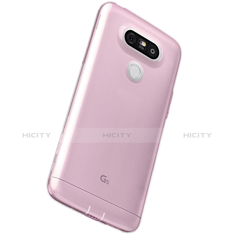 Silikon Schutzhülle Ultra Dünn Tasche Durchsichtig Transparent T02 für LG G5 Rosa groß