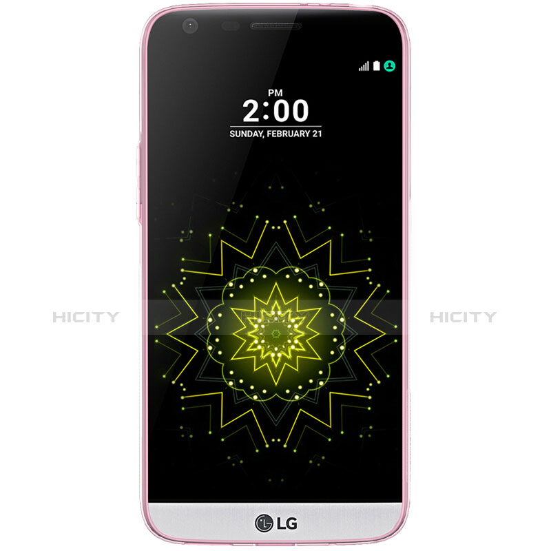 Silikon Schutzhülle Ultra Dünn Tasche Durchsichtig Transparent T02 für LG G5 Rosa groß