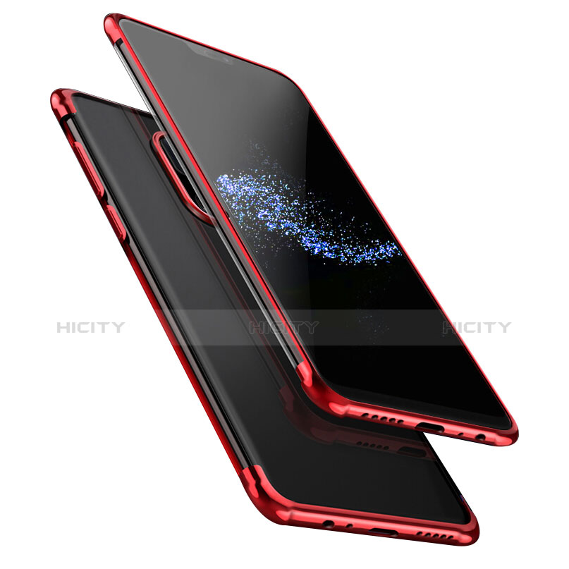 Silikon Schutzhülle Ultra Dünn Tasche Durchsichtig Transparent T02 für OnePlus 6 Rot Plus