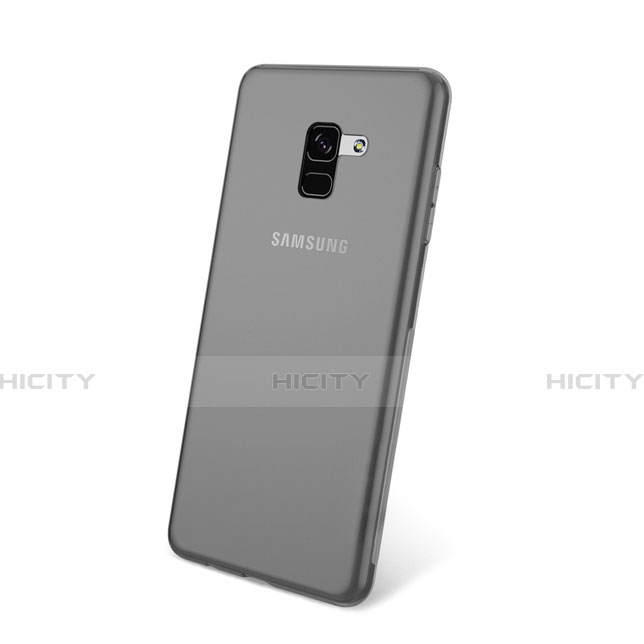 Silikon Schutzhülle Ultra Dünn Tasche Durchsichtig Transparent T02 für Samsung Galaxy A8+ A8 Plus (2018) Duos A730F Grau