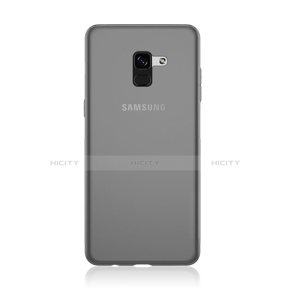 Silikon Schutzhülle Ultra Dünn Tasche Durchsichtig Transparent T02 für Samsung Galaxy A8+ A8 Plus (2018) Duos A730F Grau