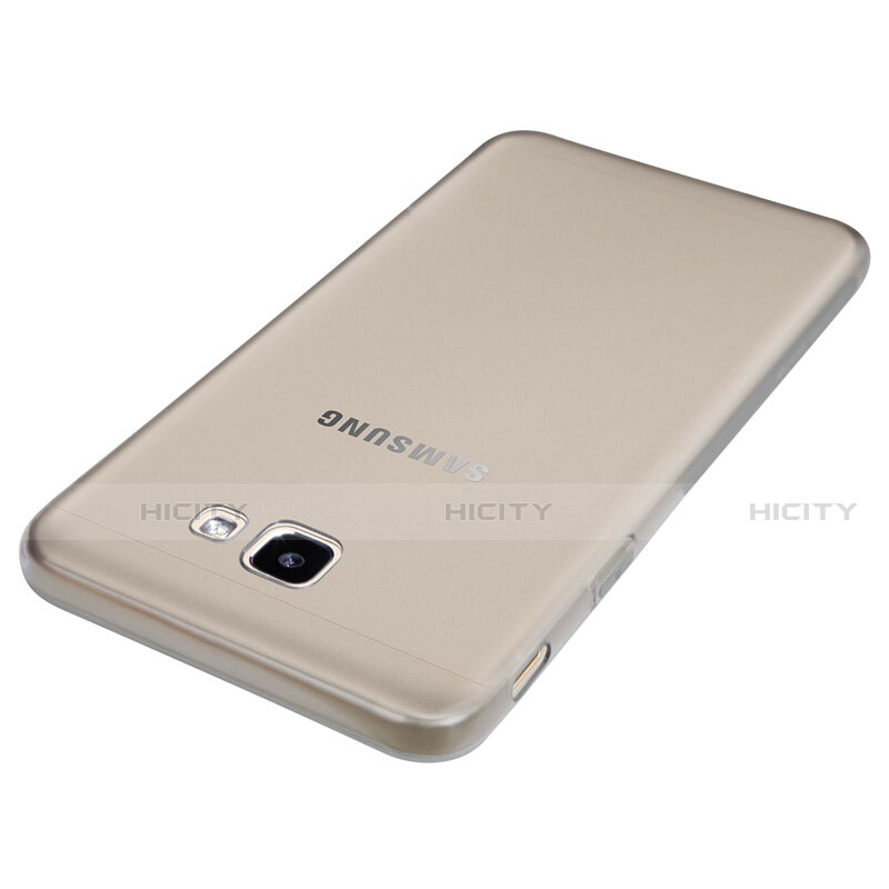 Silikon Schutzhülle Ultra Dünn Tasche Durchsichtig Transparent T02 für Samsung Galaxy J7 Prime Grau groß