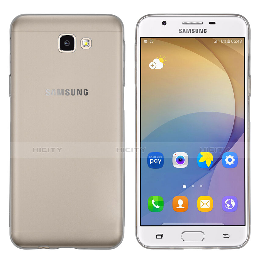 Silikon Schutzhülle Ultra Dünn Tasche Durchsichtig Transparent T02 für Samsung Galaxy On7 (2016) G6100 Grau Plus