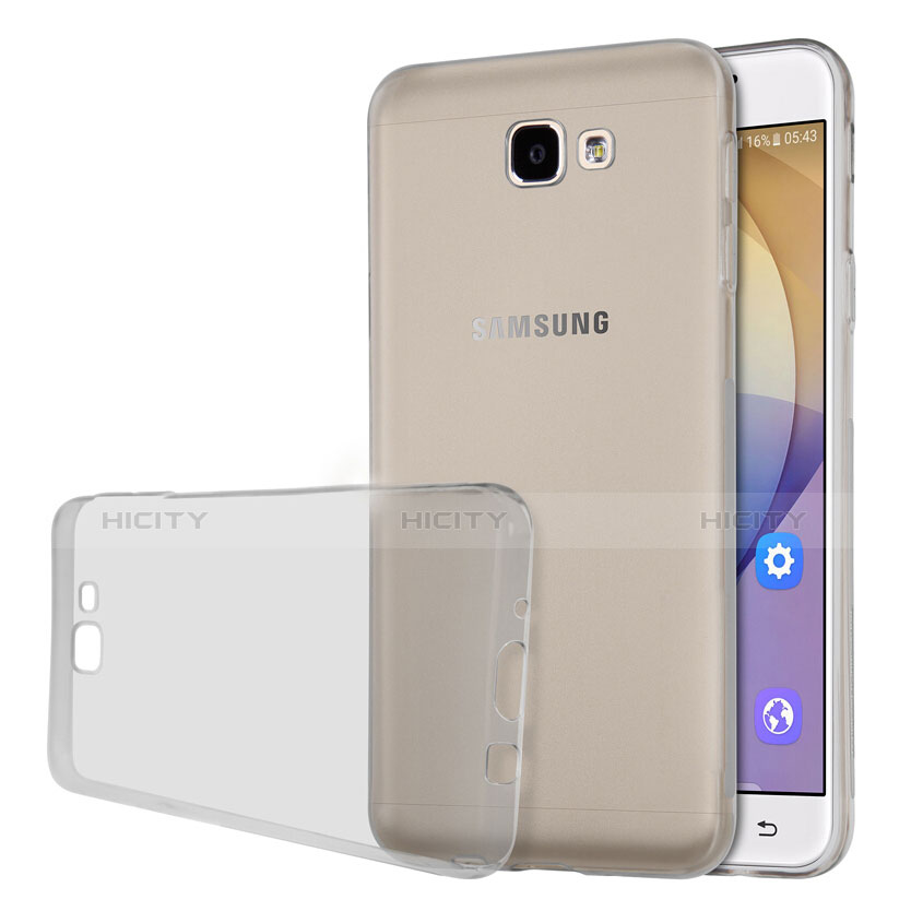 Silikon Schutzhülle Ultra Dünn Tasche Durchsichtig Transparent T02 für Samsung Galaxy On7 (2016) G6100 Grau groß