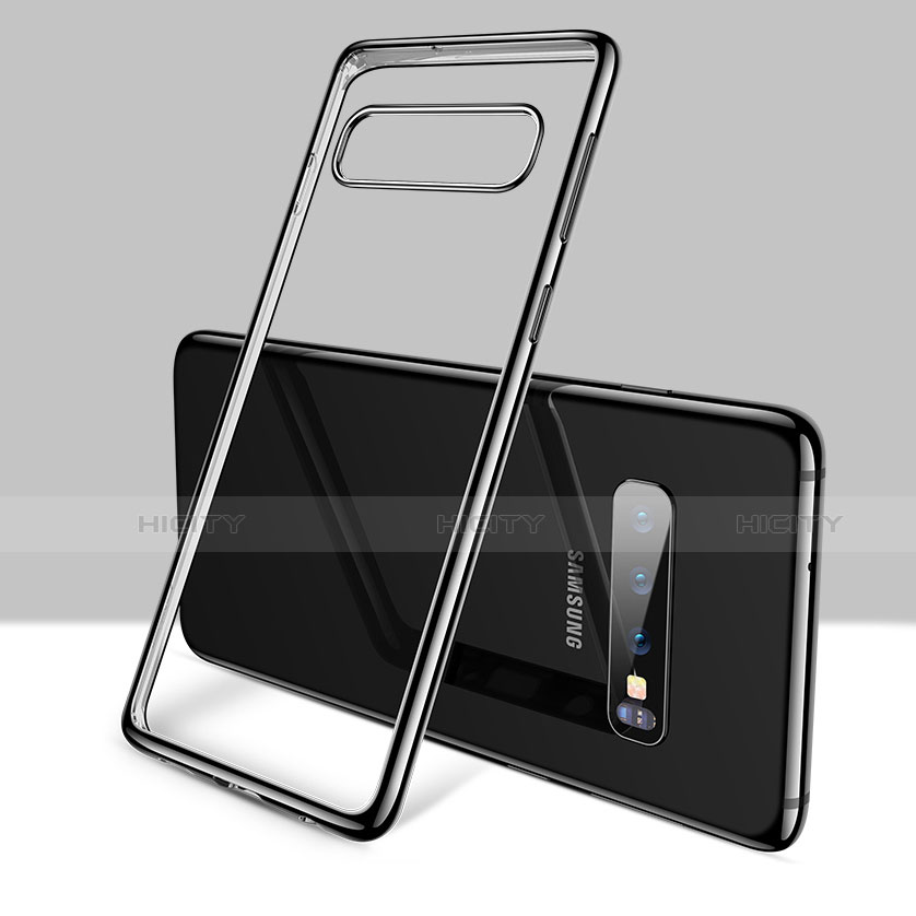 Silikon Schutzhülle Ultra Dünn Tasche Durchsichtig Transparent T02 für Samsung Galaxy S10 5G Schwarz