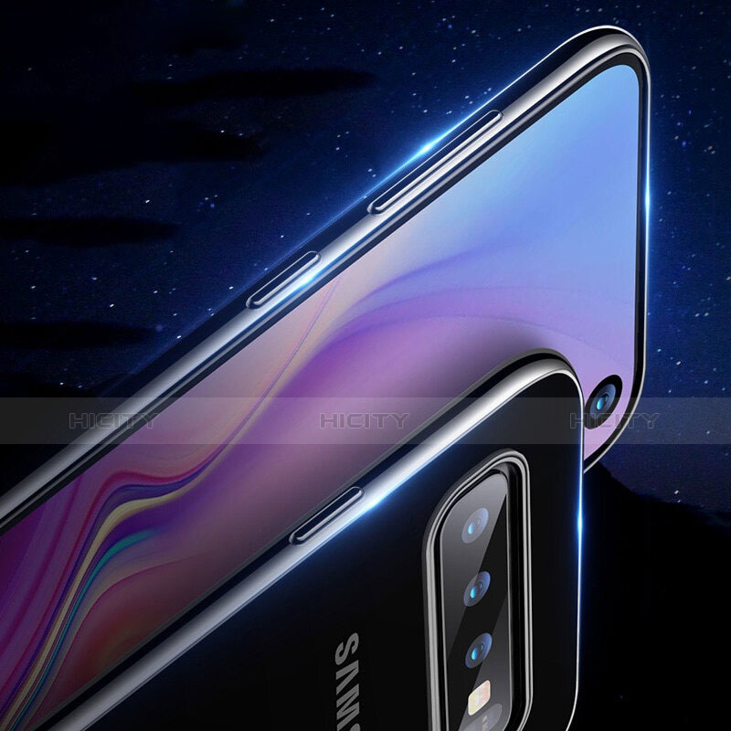 Silikon Schutzhülle Ultra Dünn Tasche Durchsichtig Transparent T02 für Samsung Galaxy S10 Schwarz