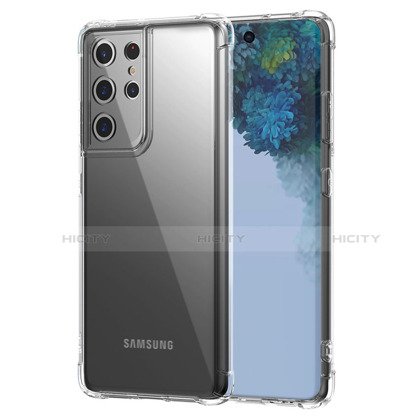 Silikon Schutzhülle Ultra Dünn Tasche Durchsichtig Transparent T02 für Samsung Galaxy S21 Ultra 5G groß