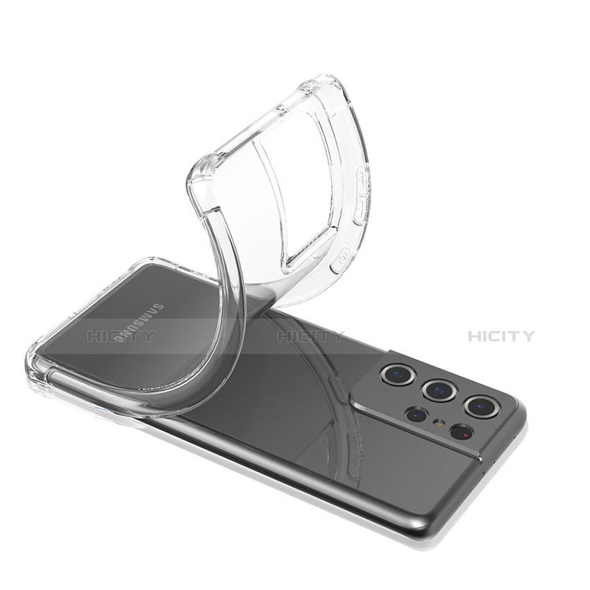 Silikon Schutzhülle Ultra Dünn Tasche Durchsichtig Transparent T02 für Samsung Galaxy S21 Ultra 5G groß