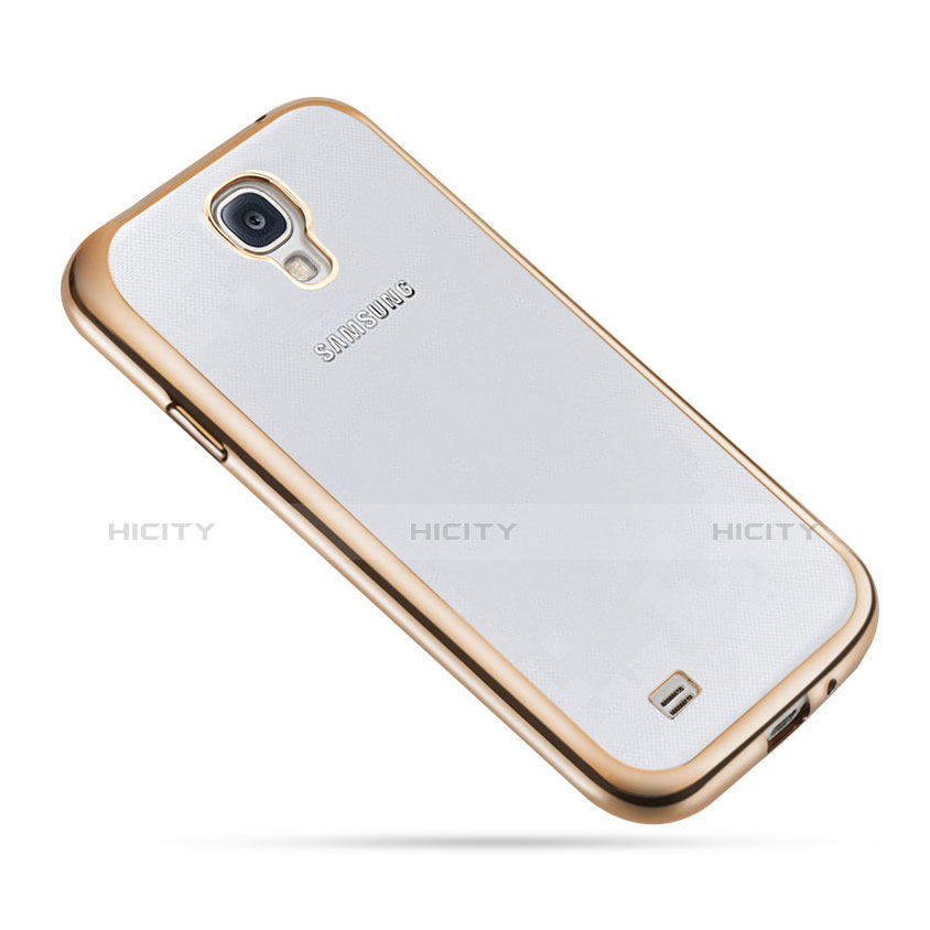 Silikon Schutzhülle Ultra Dünn Tasche Durchsichtig Transparent T02 für Samsung Galaxy S4 IV Advance i9500 Gold groß