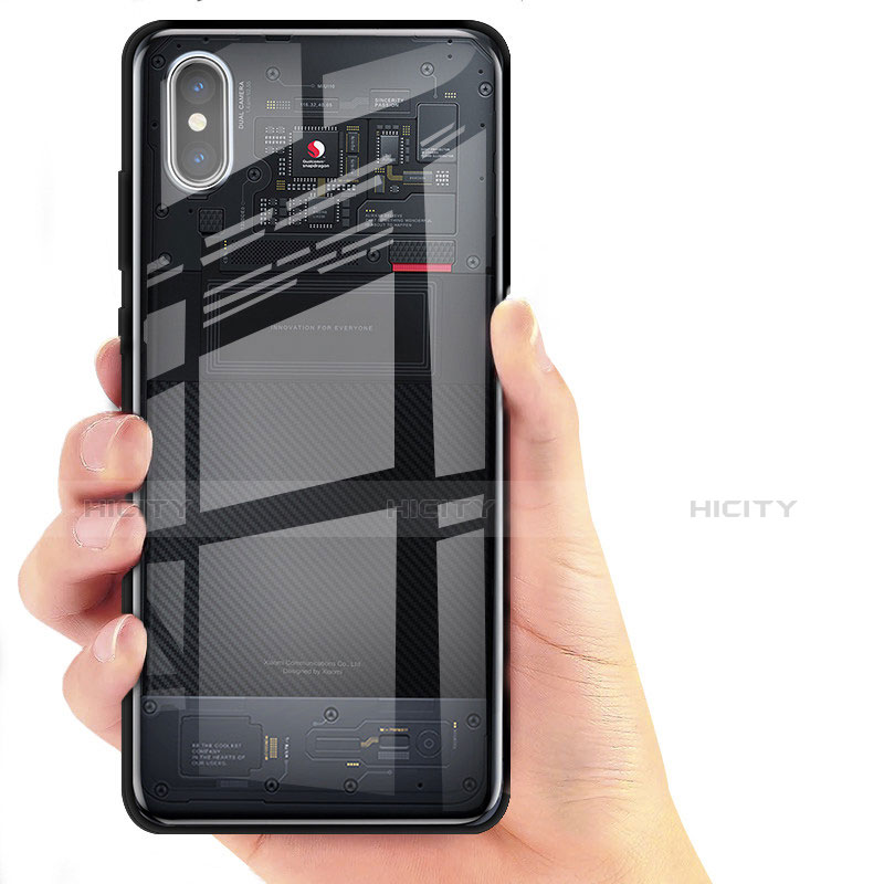 Silikon Schutzhülle Ultra Dünn Tasche Durchsichtig Transparent T02 für Xiaomi Mi 8 Pro Global Version Schwarz Plus