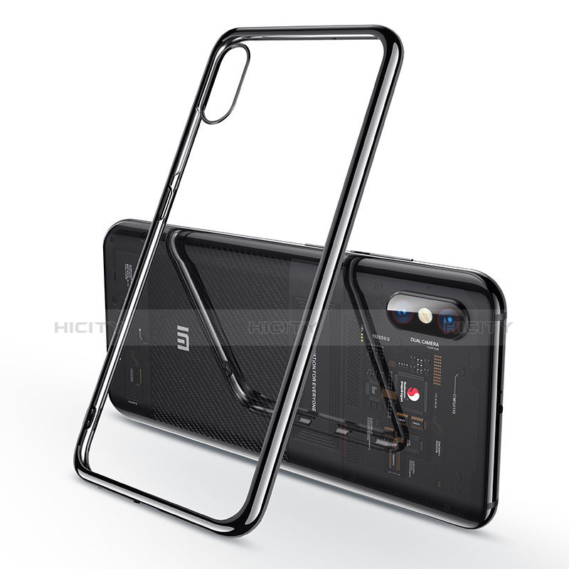 Silikon Schutzhülle Ultra Dünn Tasche Durchsichtig Transparent T02 für Xiaomi Mi 8 Pro Global Version Schwarz groß