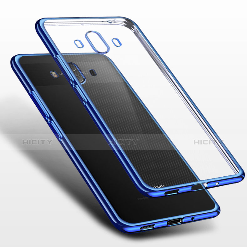 Silikon Schutzhülle Ultra Dünn Tasche Durchsichtig Transparent T03 für Huawei Mate 10 Blau groß