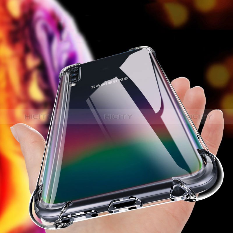 Silikon Schutzhülle Ultra Dünn Tasche Durchsichtig Transparent T03 für Samsung Galaxy A70 Klar