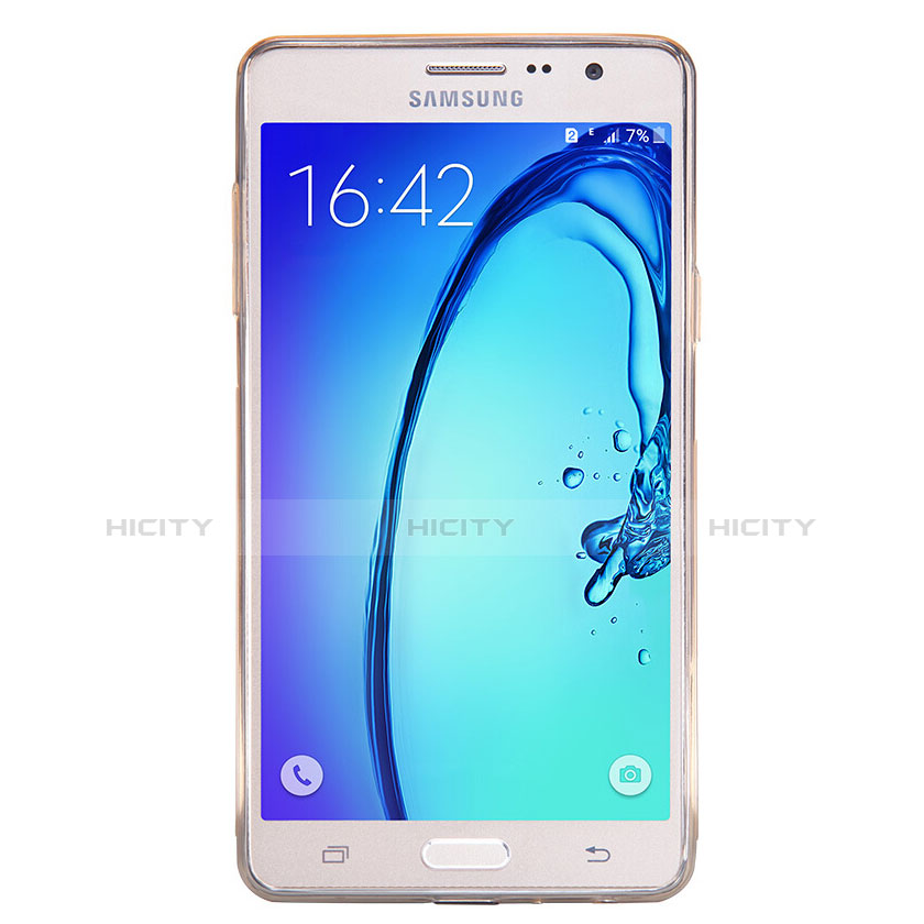 Silikon Schutzhülle Ultra Dünn Tasche Durchsichtig Transparent T03 für Samsung Galaxy On7 Pro Gold groß