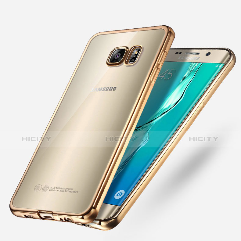 Silikon Schutzhülle Ultra Dünn Tasche Durchsichtig Transparent T03 für Samsung Galaxy S6 Edge+ Plus SM-G928F Gold Plus
