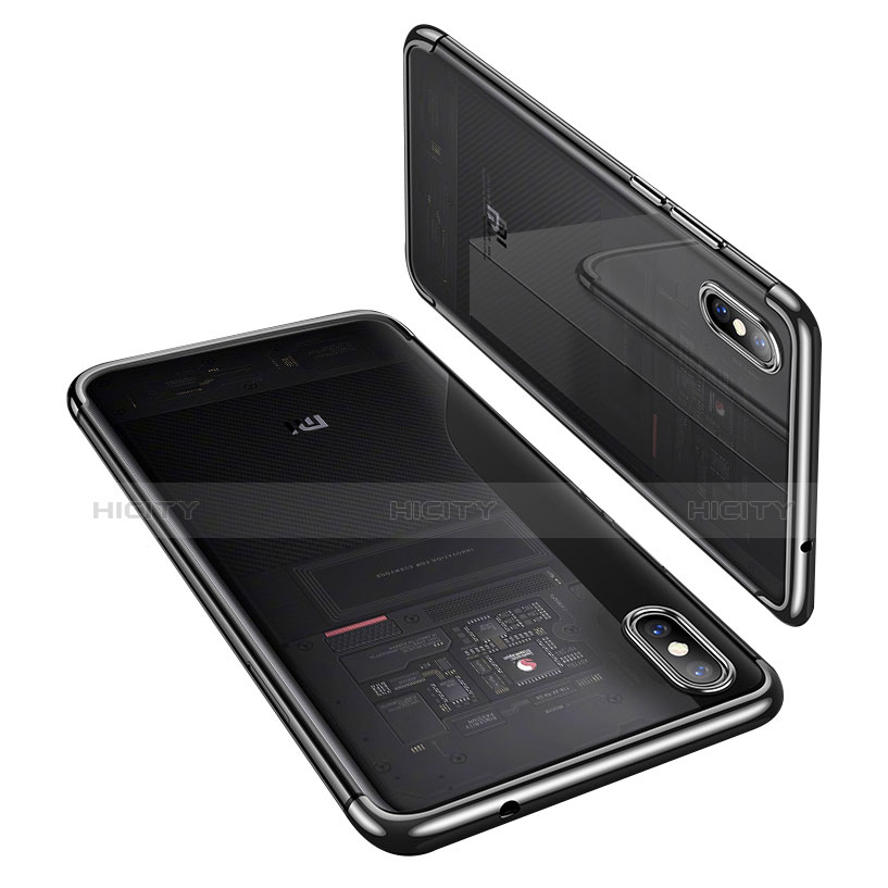 Silikon Schutzhülle Ultra Dünn Tasche Durchsichtig Transparent T03 für Xiaomi Mi 8 Screen Fingerprint Edition Schwarz