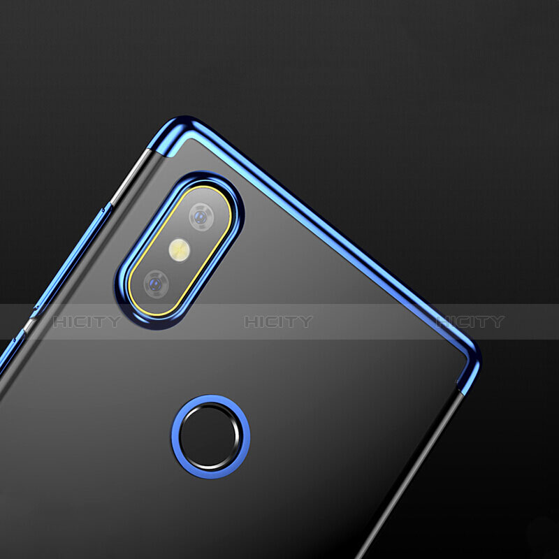 Silikon Schutzhülle Ultra Dünn Tasche Durchsichtig Transparent T03 für Xiaomi Mi Mix 2S Blau groß