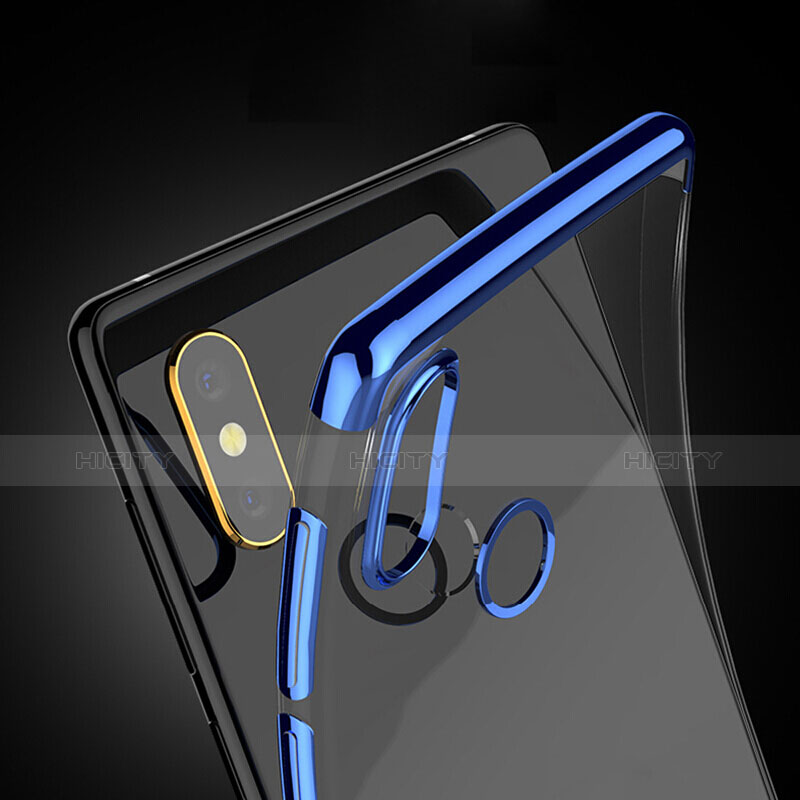 Silikon Schutzhülle Ultra Dünn Tasche Durchsichtig Transparent T03 für Xiaomi Mi Mix 2S Blau groß