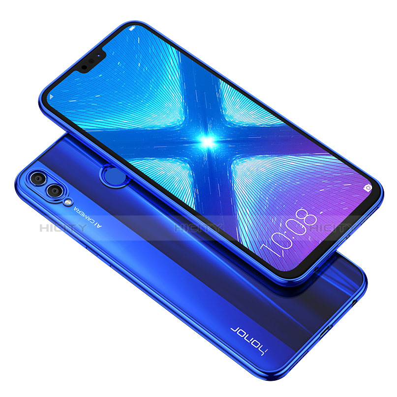 Silikon Schutzhülle Ultra Dünn Tasche Durchsichtig Transparent T04 für Huawei Honor 8X Blau groß