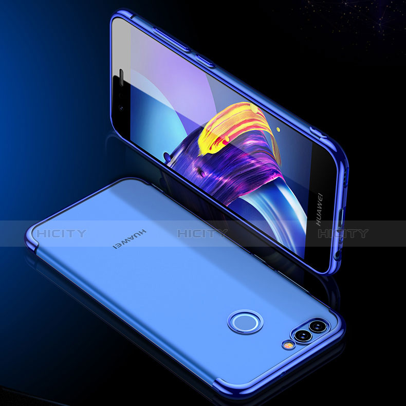 Silikon Schutzhülle Ultra Dünn Tasche Durchsichtig Transparent T04 für Huawei Nova 2 Blau groß