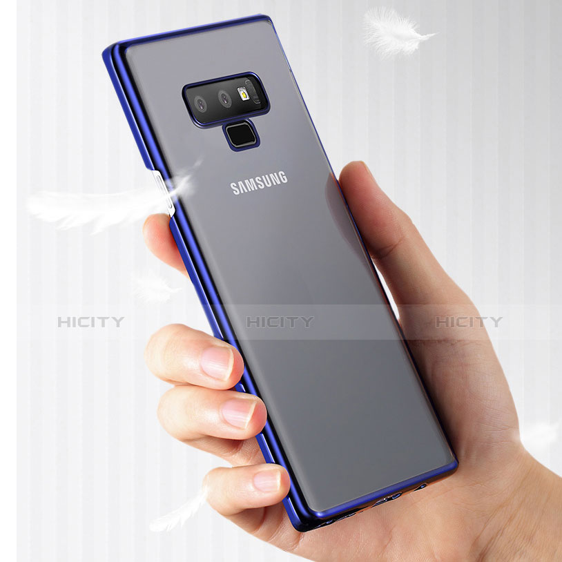 Silikon Schutzhülle Ultra Dünn Tasche Durchsichtig Transparent T04 für Samsung Galaxy Note 9 Blau groß