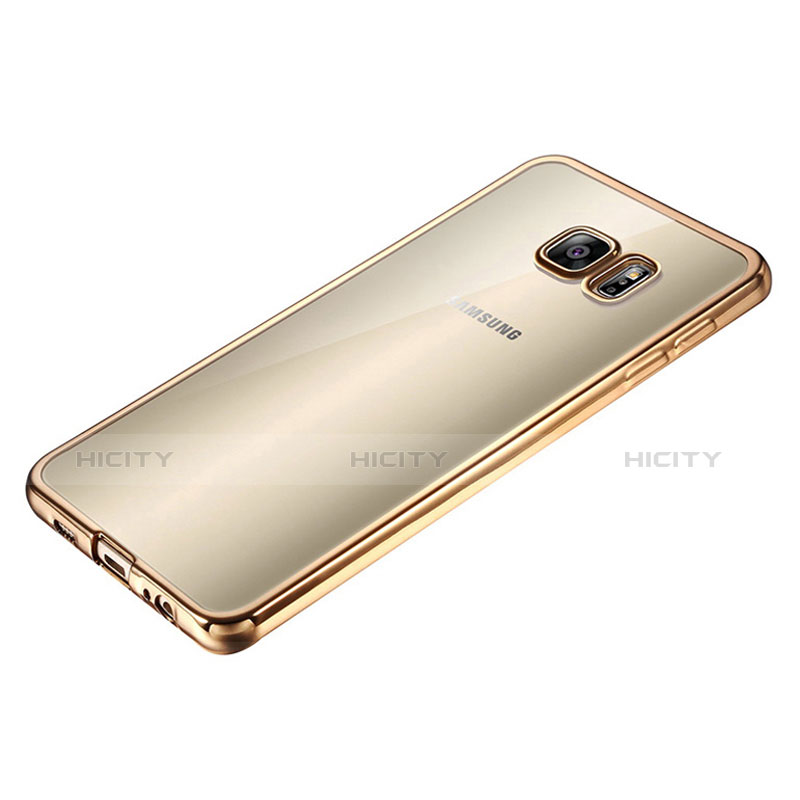 Silikon Schutzhülle Ultra Dünn Tasche Durchsichtig Transparent T04 für Samsung Galaxy S6 Duos SM-G920F G9200 Gold