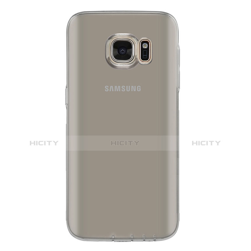 Silikon Schutzhülle Ultra Dünn Tasche Durchsichtig Transparent T04 für Samsung Galaxy S7 G930F G930FD Grau groß