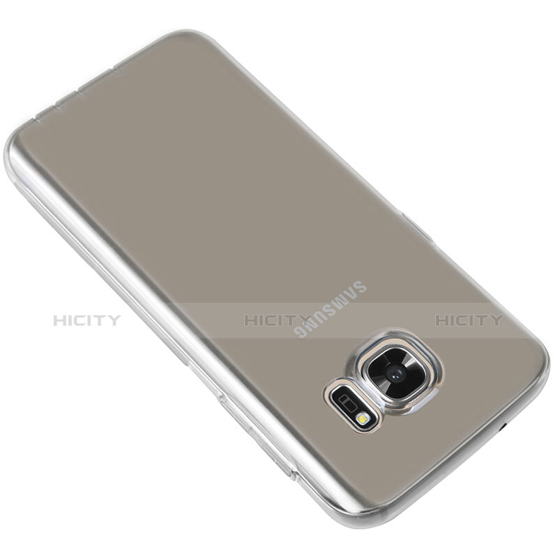 Silikon Schutzhülle Ultra Dünn Tasche Durchsichtig Transparent T04 für Samsung Galaxy S7 G930F G930FD Grau groß