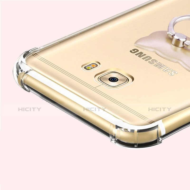 Silikon Schutzhülle Ultra Dünn Tasche Durchsichtig Transparent T05 für Samsung Galaxy C7 Pro C7010 Grau