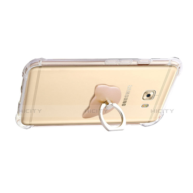 Silikon Schutzhülle Ultra Dünn Tasche Durchsichtig Transparent T05 für Samsung Galaxy C7 Pro C7010 Grau