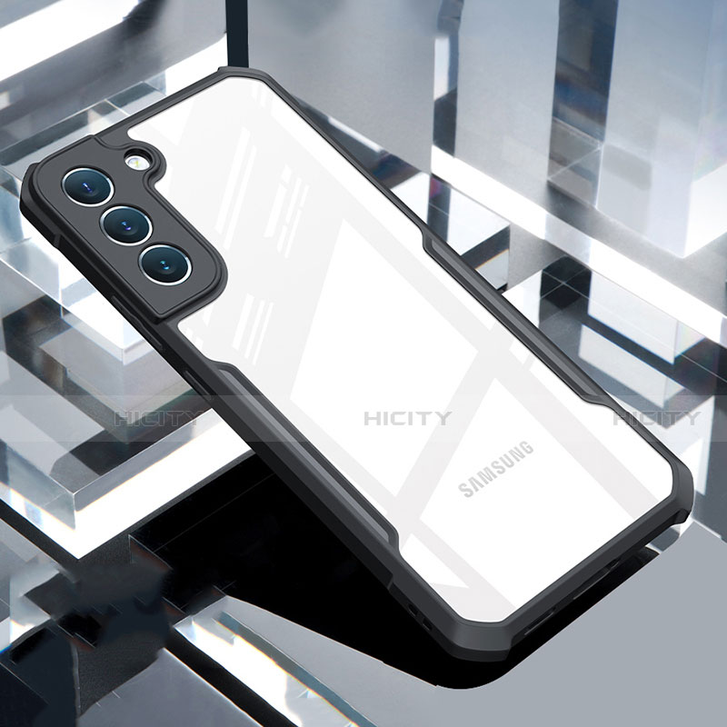 Silikon Schutzhülle Ultra Dünn Tasche Durchsichtig Transparent T05 für Samsung Galaxy S21 5G Schwarz