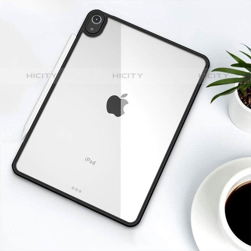 Silikon Schutzhülle Ultra Dünn Tasche Durchsichtig Transparent T06 für Apple iPad Air 4 10.9 (2020) Schwarz
