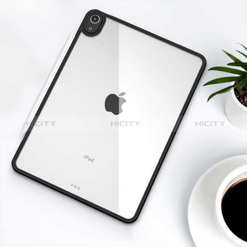 Silikon Schutzhülle Ultra Dünn Tasche Durchsichtig Transparent T06 für Apple iPad Air 5 10.9 (2022) Schwarz groß