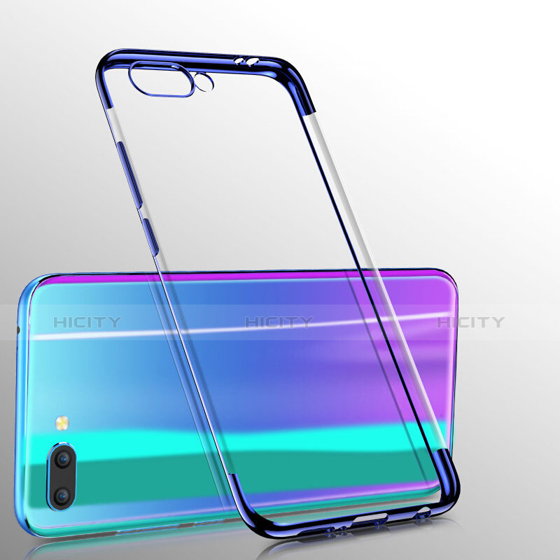 Silikon Schutzhülle Ultra Dünn Tasche Durchsichtig Transparent T06 für Huawei Honor 10 Blau groß