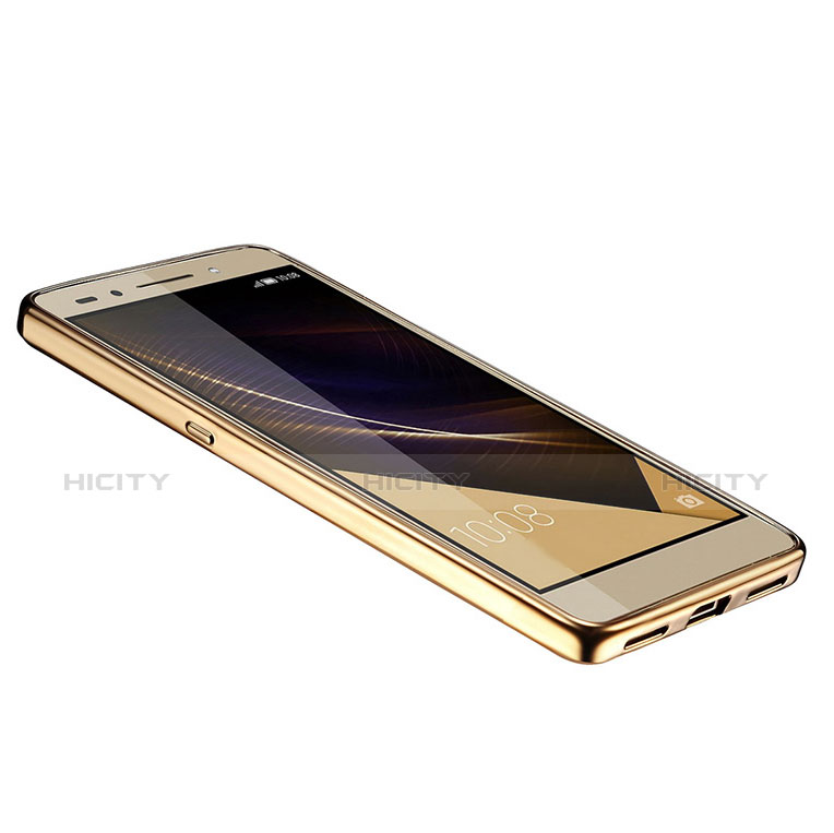 Silikon Schutzhülle Ultra Dünn Tasche Durchsichtig Transparent T06 für Huawei Honor 7 Dual SIM Gold groß