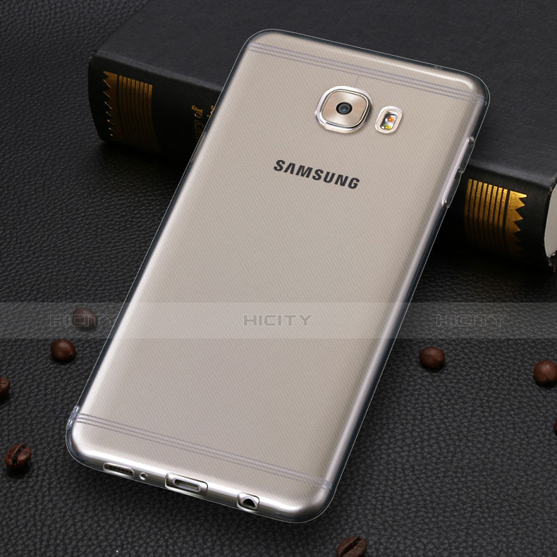 Silikon Schutzhülle Ultra Dünn Tasche Durchsichtig Transparent T06 für Samsung Galaxy C5 Pro C5010 Grau groß