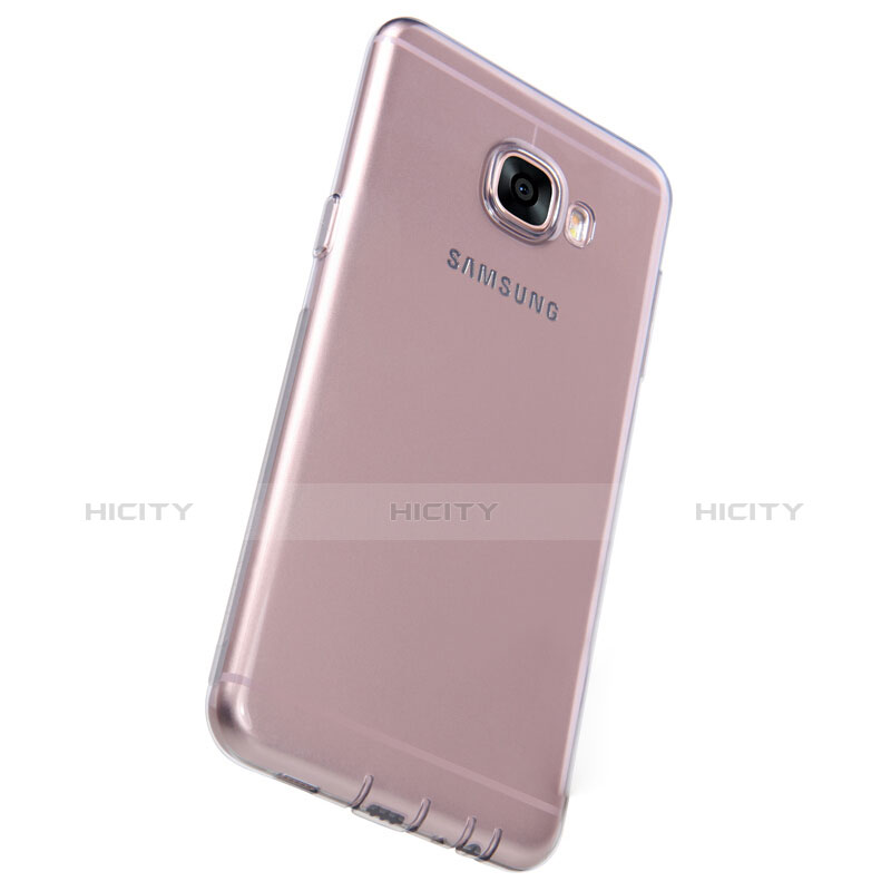 Silikon Schutzhülle Ultra Dünn Tasche Durchsichtig Transparent T06 für Samsung Galaxy C7 SM-C7000 Grau