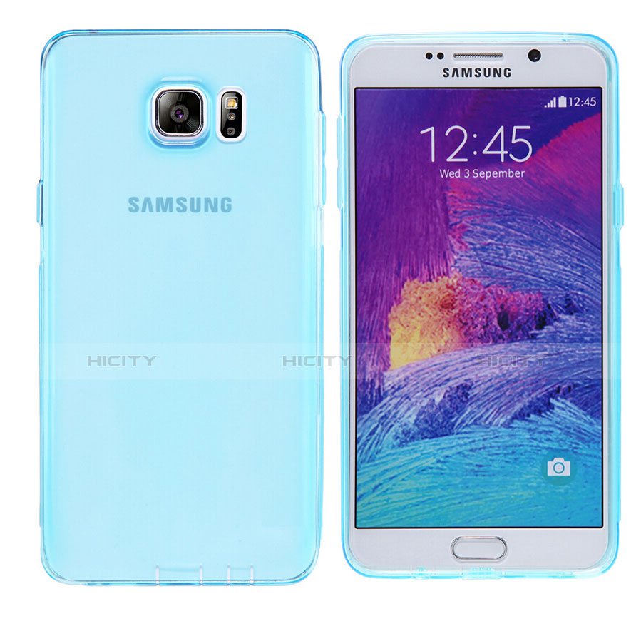 Silikon Schutzhülle Ultra Dünn Tasche Durchsichtig Transparent T06 für Samsung Galaxy Note 5 N9200 N920 N920F Blau