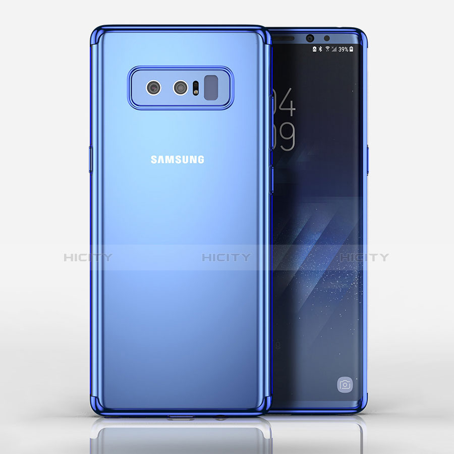 Silikon Schutzhülle Ultra Dünn Tasche Durchsichtig Transparent T06 für Samsung Galaxy Note 8 Blau groß