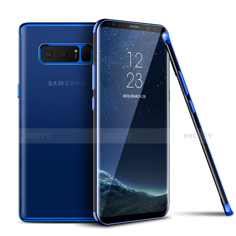 Silikon Schutzhülle Ultra Dünn Tasche Durchsichtig Transparent T06 für Samsung Galaxy Note 8 Duos N950F Blau