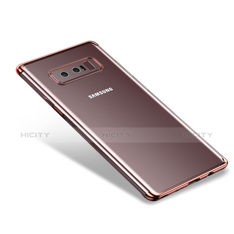 Silikon Schutzhülle Ultra Dünn Tasche Durchsichtig Transparent T06 für Samsung Galaxy Note 8 Rosa groß