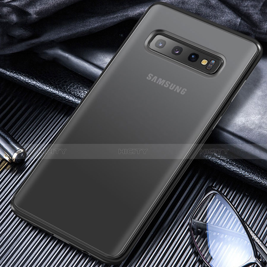 Silikon Schutzhülle Ultra Dünn Tasche Durchsichtig Transparent T06 für Samsung Galaxy S10 Plus Schwarz Plus