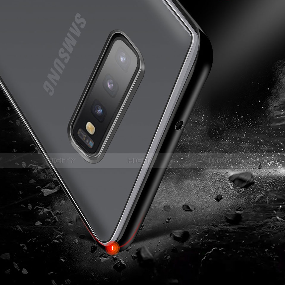 Silikon Schutzhülle Ultra Dünn Tasche Durchsichtig Transparent T06 für Samsung Galaxy S10 Plus Schwarz groß