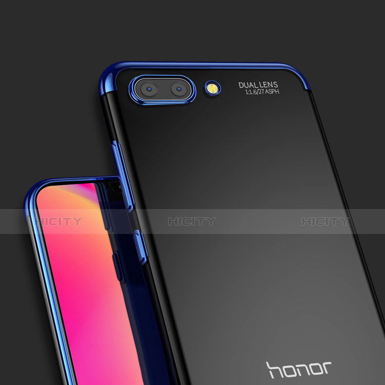 Silikon Schutzhülle Ultra Dünn Tasche Durchsichtig Transparent T07 für Huawei Honor 10 Blau groß