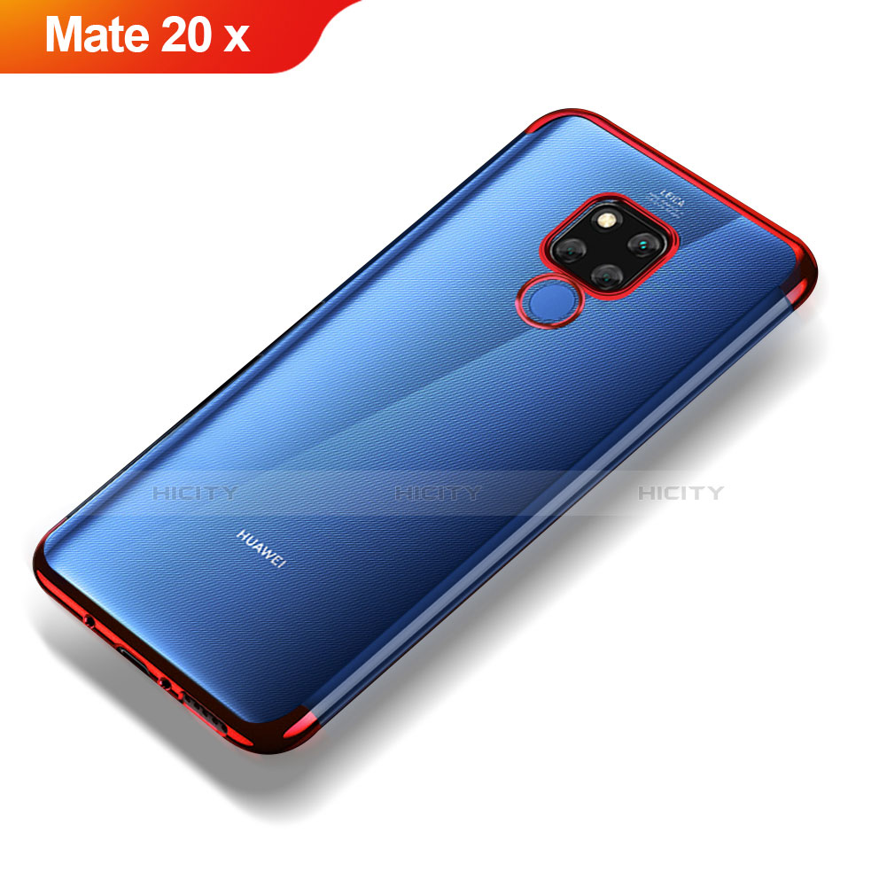 Silikon Schutzhülle Ultra Dünn Tasche Durchsichtig Transparent T07 für Huawei Mate 20 X Rot Plus